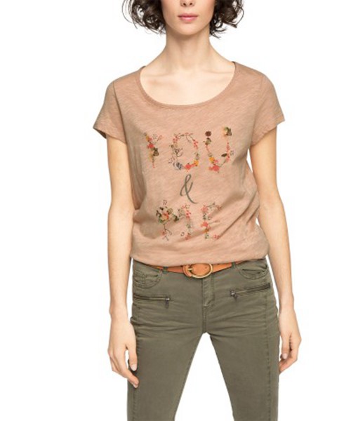 Camiseta Esprit Edc Ts Easy Print Beige Mujer Outlet