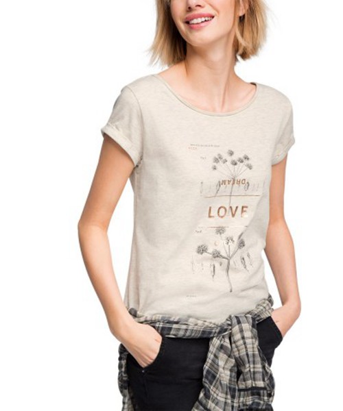 Camiseta Esprit Esp Ts Botanical Beige Mujer En Línea