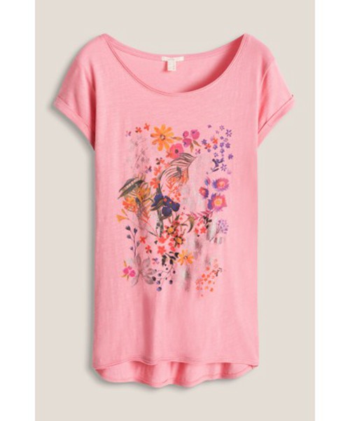 Camiseta Esprit Esp Ts Flower Rosa Mujer En Venta